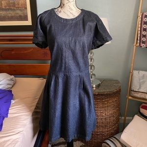 Gap dark denim fit and flare dress w/pockets